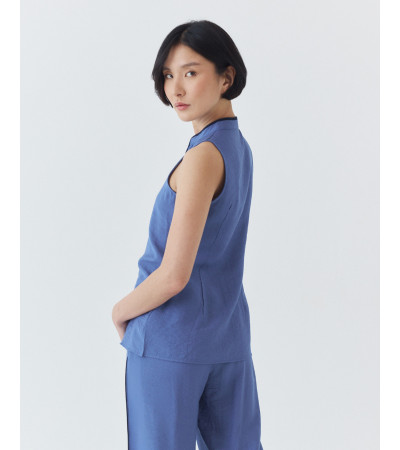 BLUSA CUELLO MAO CON VIVOS A CONTRASTE | MULAYA