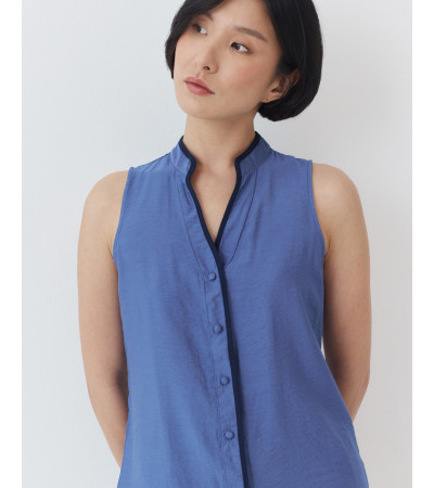 BLUSA CUELLO MAO CON VIVOS A CONTRASTE | MULAYA