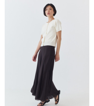 FALDA MIDI SEMITRANSPARENTE CON EFECTO VOLANTE | MULAYA