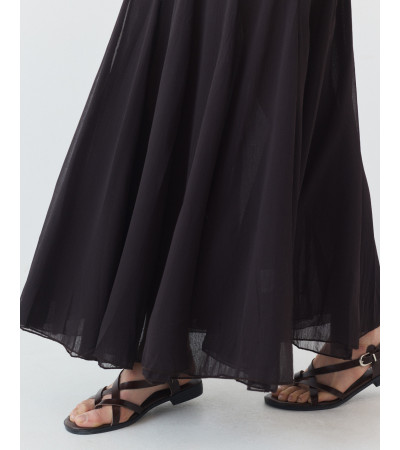 FALDA MIDI SEMITRANSPARENTE CON EFECTO VOLANTE | MULAYA