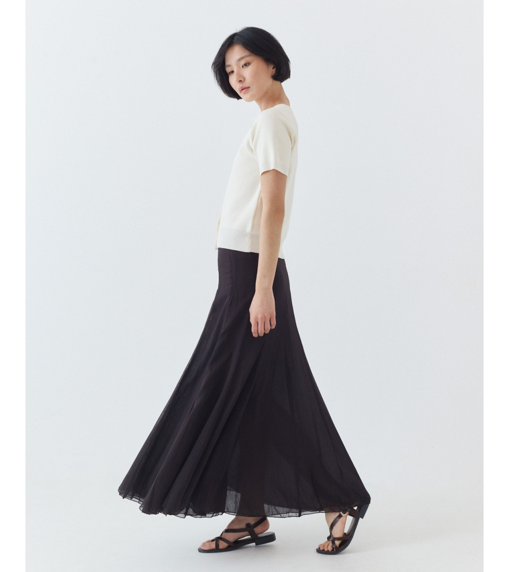 FALDA MIDI SEMITRANSPARENTE CON EFECTO VOLANTE | MULAYA