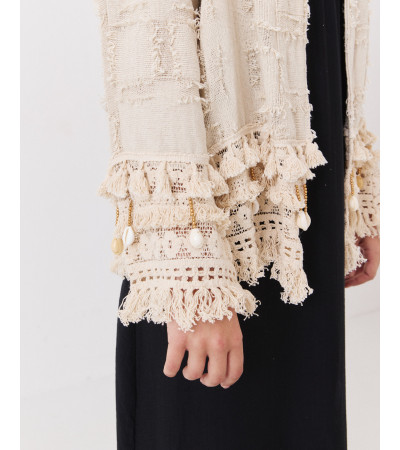 CHAQUETA ÉTNICA DE ALGODÓN CON DETALLE DE CONCHAS | MULAYA