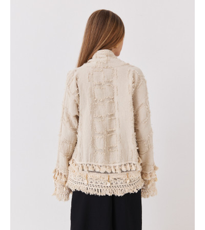 CHAQUETA ÉTNICA DE ALGODÓN CON DETALLE DE CONCHAS | MULAYA