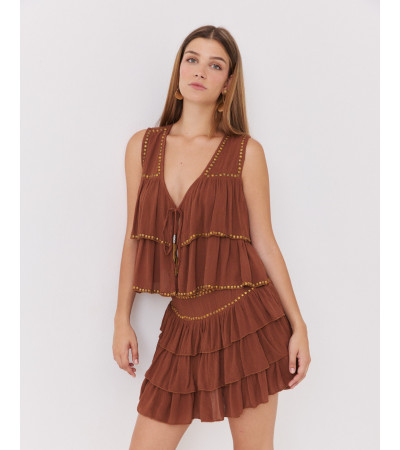 FALDA SHORT CON VOLANTES Y TACHAS | MULAYA