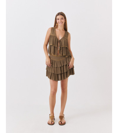 FALDA SHORT CON VOLANTES Y TACHAS | MULAYA