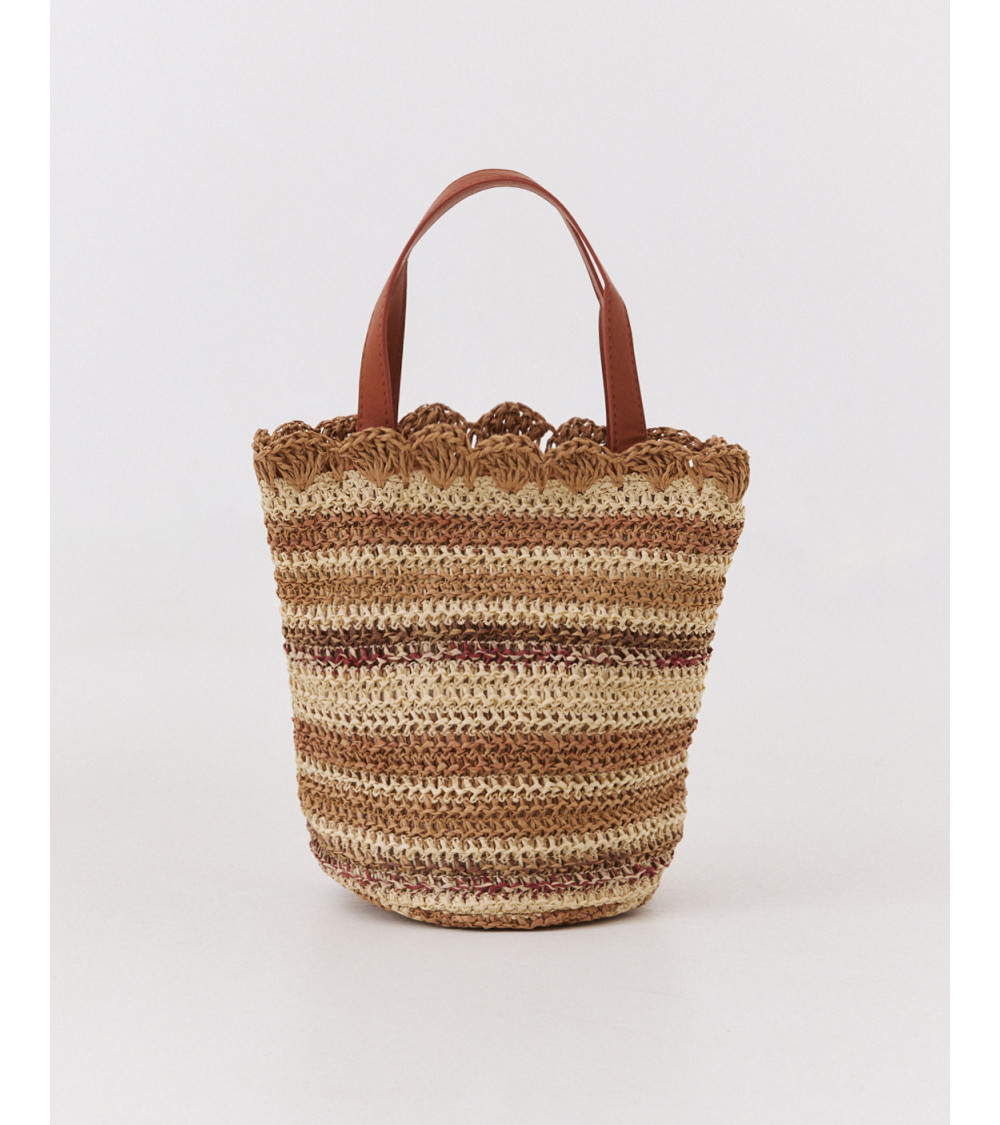 BOLSO DE MANO DE RAFIA CON COLORES Y ASA LARGA | MULAYA