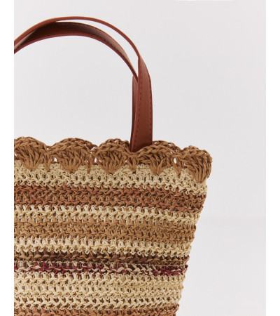 BOLSO DE MANO DE RAFIA CON COLORES Y ASA LARGA | MULAYA