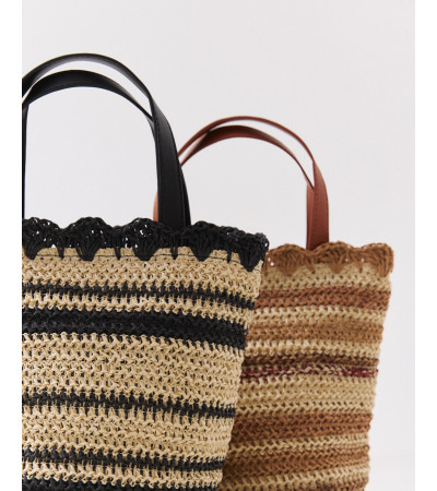 BOLSO DE MANO DE RAFIA CON COLORES Y ASA LARGA | MULAYA