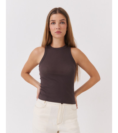 TOP DE RIB CON MANGA SISA Y CUELLO REDONDO | MULAYA