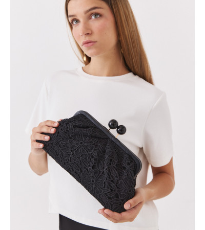 BOLSO CLUTCH DE ENCAJE CON CIERRE BOQUILLA | MULAYA