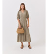 VESTIDO LARGO FRUNCES VOLANTES MUJER FLUIDO | MULAYA