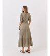 VESTIDO LARGO FRUNCES VOLANTES MUJER FLUIDO | MULAYA