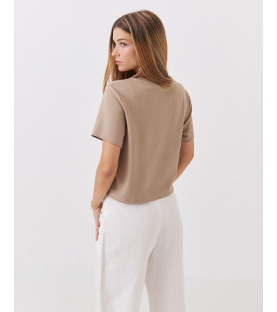 CAMISETA CROP BOXY FIT CON CUELLO REDONDO | MULAYA