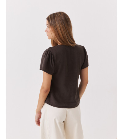 BLUSA LINO NIDO DE ABEJA Y CORTE PEPLUM | MULAYA