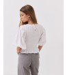 BLUSA NIDO DE ABEJA CON MANGA ABULLONADA | MULAYA