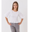 BLUSA NIDO DE ABEJA CON MANGA ABULLONADA | MULAYA