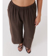 PANTALÓN WIDE LEG DE MEZCLA DE LINO CON CINTURA ELÁSTICA | MULAYA