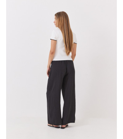 PANTALÓN WIDE LEG DE MEZCLA DE LINO CON CINTURA ELÁSTICA | MULAYA