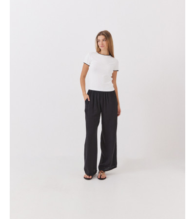 PANTALÓN WIDE LEG DE MEZCLA DE LINO CON CINTURA ELÁSTICA | MULAYA