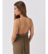 VESTIDO LARGO DE TIRANTES CON CANUTILLOS BRILLANTES | MULAYA