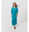 VESTIDO LARGO CON VOLANTES Y DETALLES BORDADOS | MULAYA