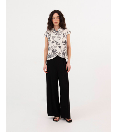 BLUSA ORIENTAL CRUZADA CON CUELLO MAO | MULAYA
