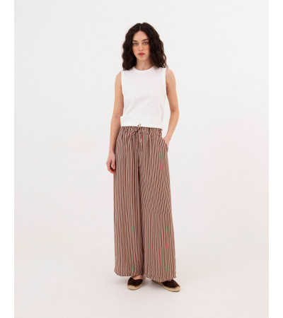 PANTALÓN WIDE LEG DE RAYAS CON LAZADA | MULAYA