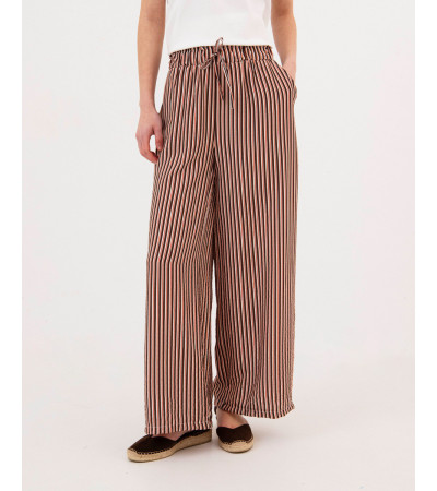 PANTALÓN WIDE LEG DE RAYAS CON LAZADA | MULAYA