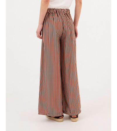 PANTALÓN WIDE LEG DE RAYAS CON LAZADA | MULAYA