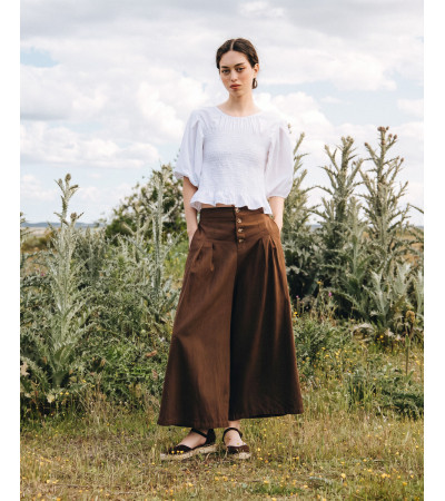 PANTALÓN CULOTTE DE TIRO ALTO CON BOTONES | MULAYA