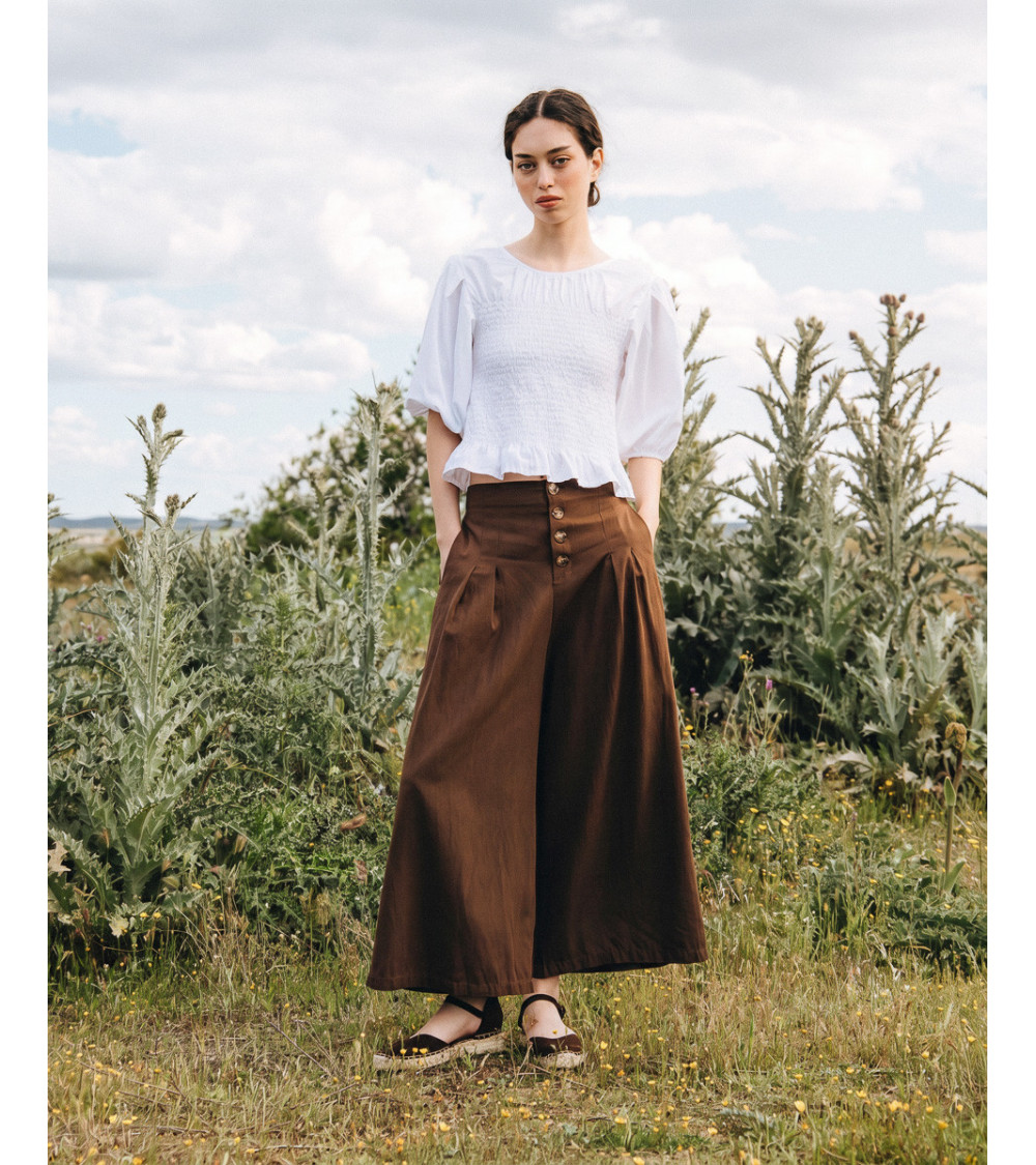 PANTALÓN CULOTTE DE TIRO ALTO CON BOTONES | MULAYA