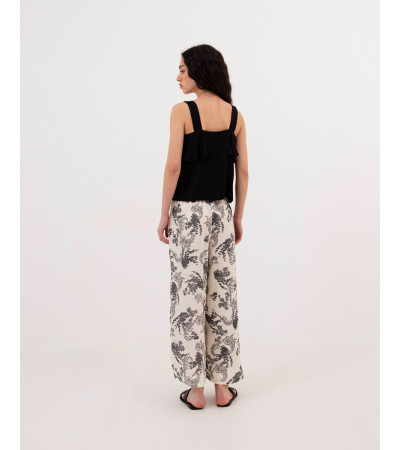 PANTALÓN WIDE LEG CON BORDADO ORIENTAL | MULAYA