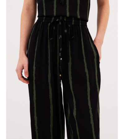 PANTALÓN ANCHO ESTAMPADO RAYAS CON BORLAS | MULAYA