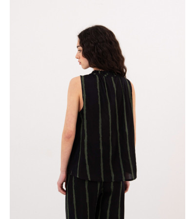 BLUSA DE RAYAS CON VOLANTES Y CORDONES | MULAYA
