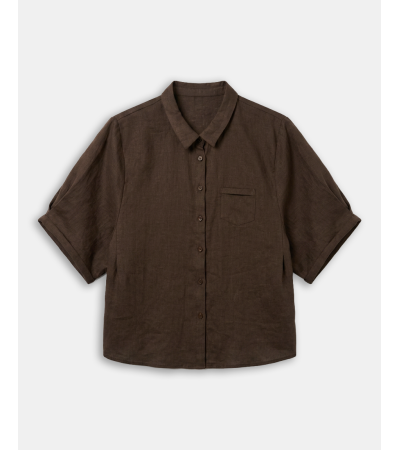 CAMISA DE LINO CON BOLSILLO FRONTAL | MULAYA
