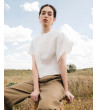 BLUSA DE LINO CON ENCAJE Y VOLANTES | MULAYA