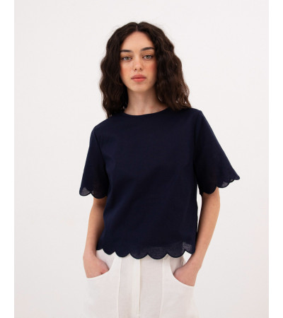 BLUSA CON ACABADOS EN ONDAS | MULAYA