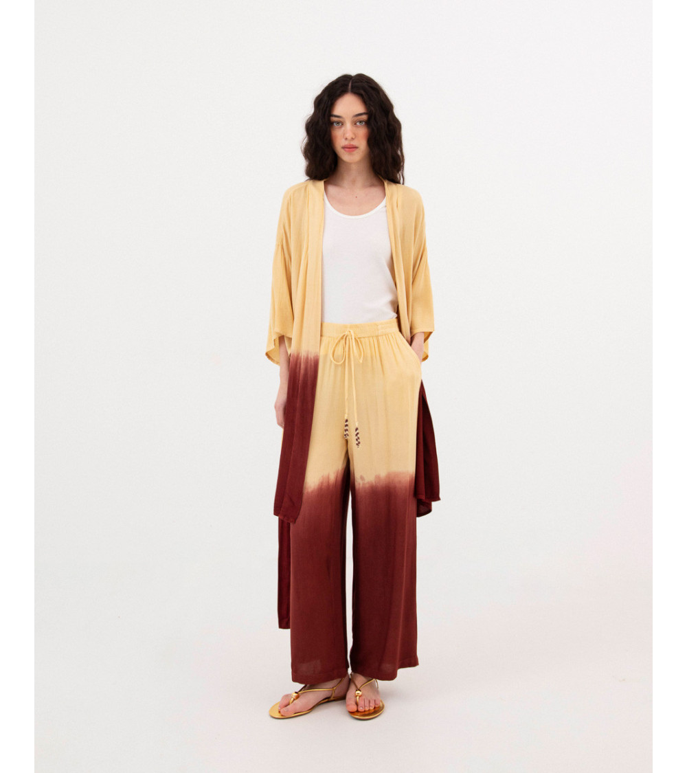 KIMONO LARGO CON EFECTO DEGRADÉ Y CINTURÓN | MULAYA