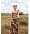 VESTIDO LARGO ESTAMPADO CON VOLANTES | MULAYA