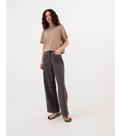 PANTALÓN WIDE LEG CON BOLSILLOS DE PARCHE | MULAYA