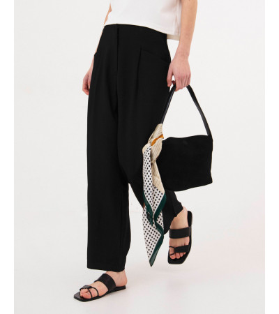 PANTALÓN CROPPED DE TIRO ALTO CON BOLSILLOS | MULAYA