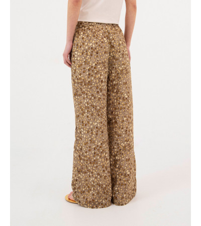 PANTALÓN WIDE LEG ESTAMPADO CON BOTÓN DORADO | MULAYA