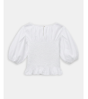 BLUSA NIDO DE ABEJA CON MANGA ABULLONADA | MULAYA