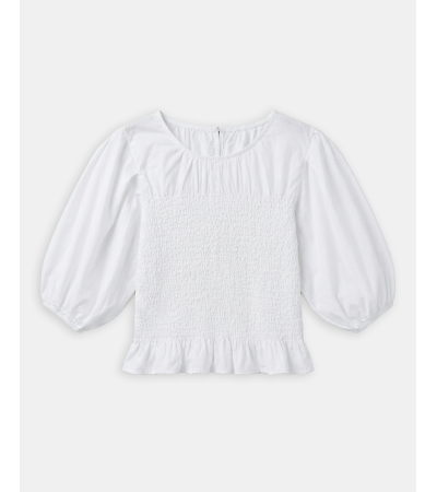 BLUSA NIDO DE ABEJA CON MANGA ABULLONADA | MULAYA