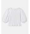 BLUSA NIDO DE ABEJA CON MANGA ABULLONADA | MULAYA