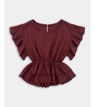 BLUSA CON CINTURA ELÁSTICA Y VOLANTES | MULAYA