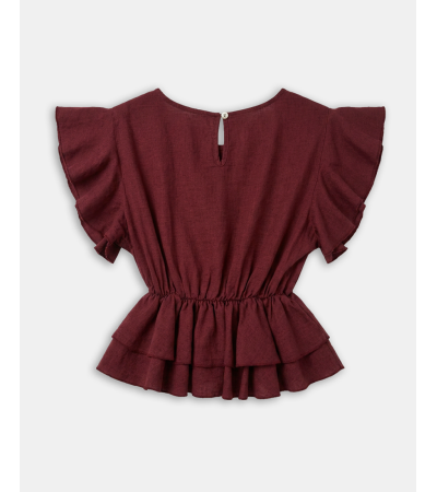 BLUSA CON CINTURA ELÁSTICA Y VOLANTES | MULAYA