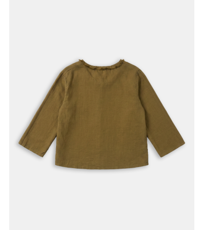 BLUSA MANGA LARGA CON FLECOS EN CUELLO | MULAYA