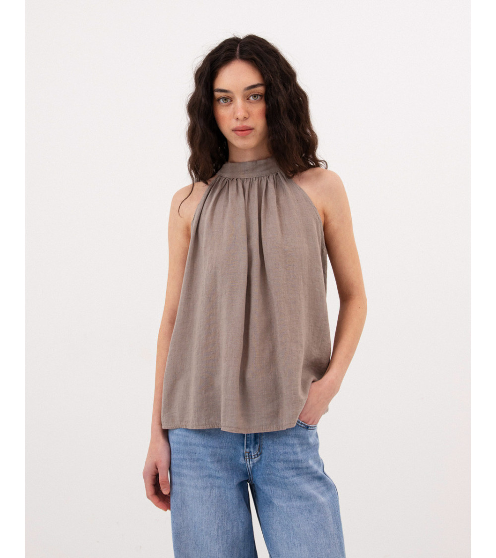 TOP CUELLO HALTER DE LINO Y VISCOSA | MULAYA