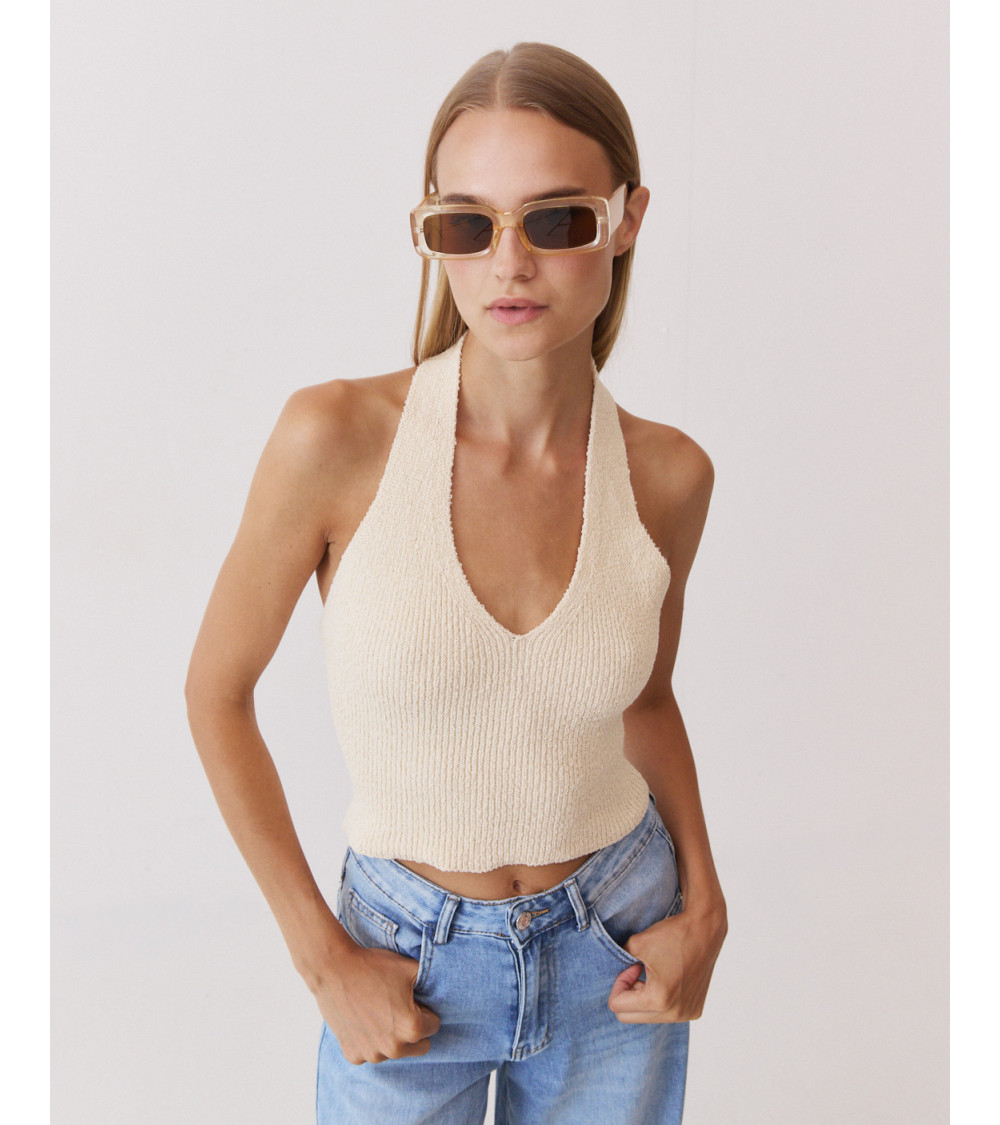 TOP HALTER PUNTO ESCOTE V ESPALDA ABIERTA | MULAYA